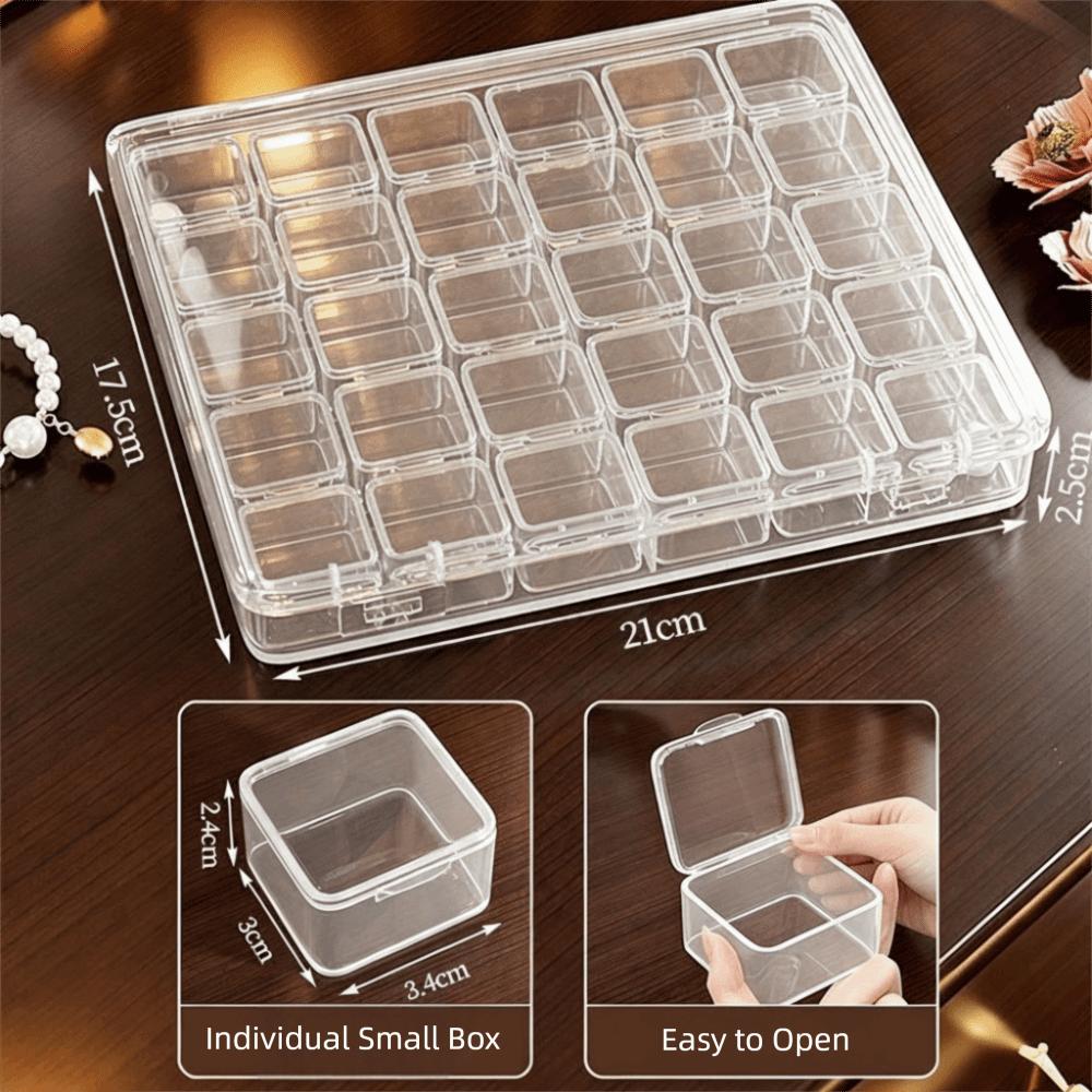 Grid Compartment Jewelry Storage Box Transparent Clear Multi-Grid Design Earring Display Case Plastic Material
