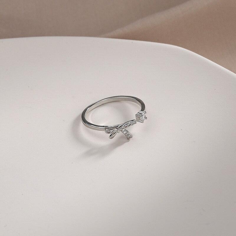 New 925 Sterling Silver Butterfly Rings For Women Open Design Zircon Bowknot Ring Wedding Jewelry Gift S-R1183