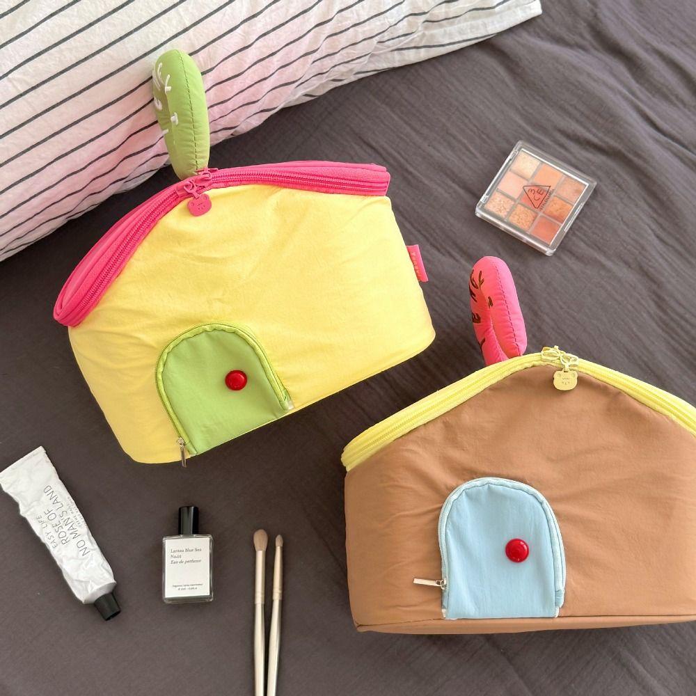 Nylon House Shape Cosmetic Bag Multifunctional Skincare Storage Bag Handheld Makeup Bag Outdoor