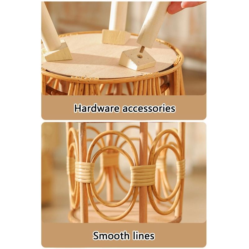 Rattan Woven Flower Pots Plant Basket Grass Planter with Wood Stand Indoor Outdoor Garden Storage Container Home Decors
