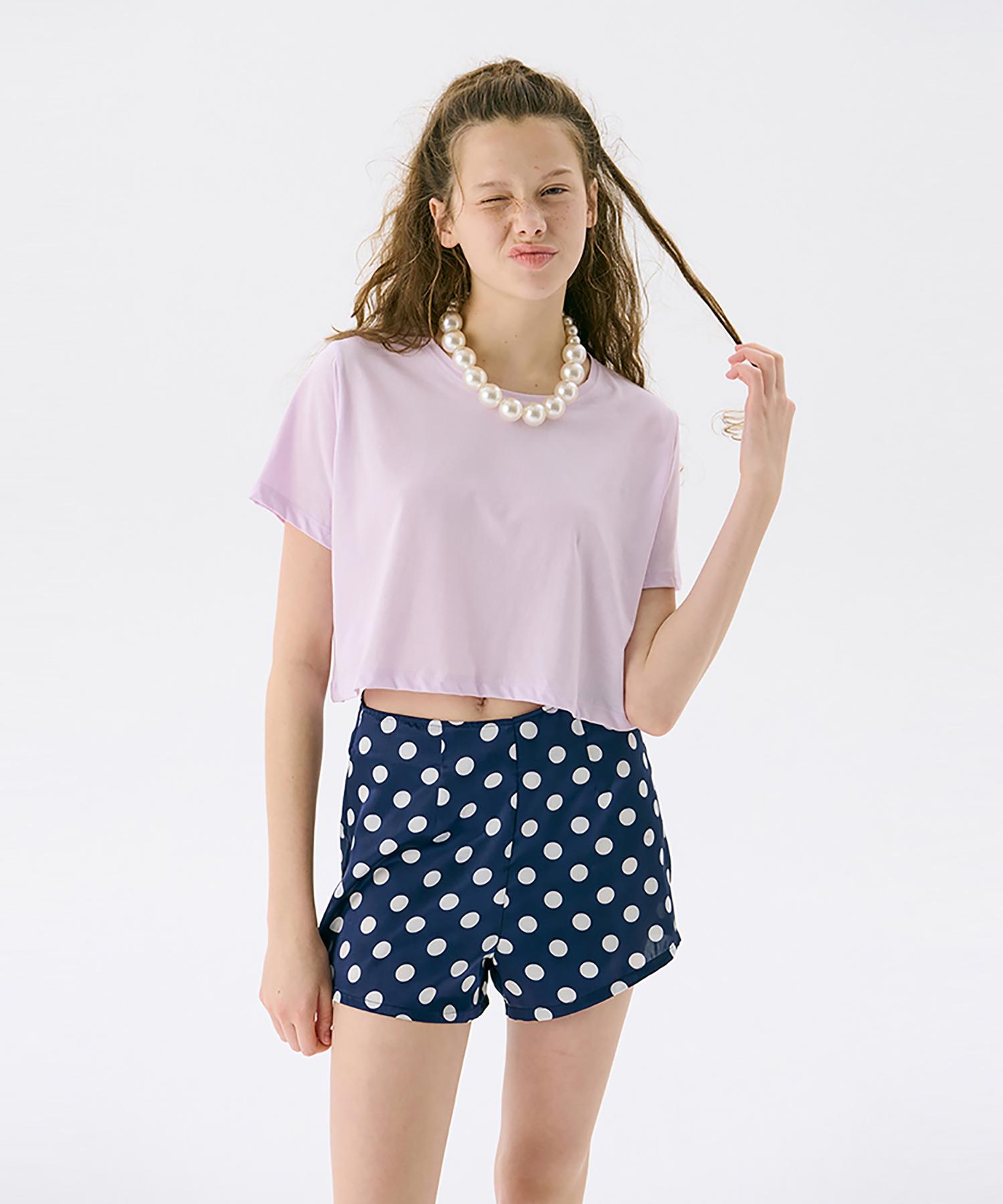 Jun Jun Space Solid Crop T_Lilac M