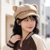 Plush Plush Painter Hat Keep Warm Octagon Hat Fashion Cat Ears Berets for Women  Autumn and winter