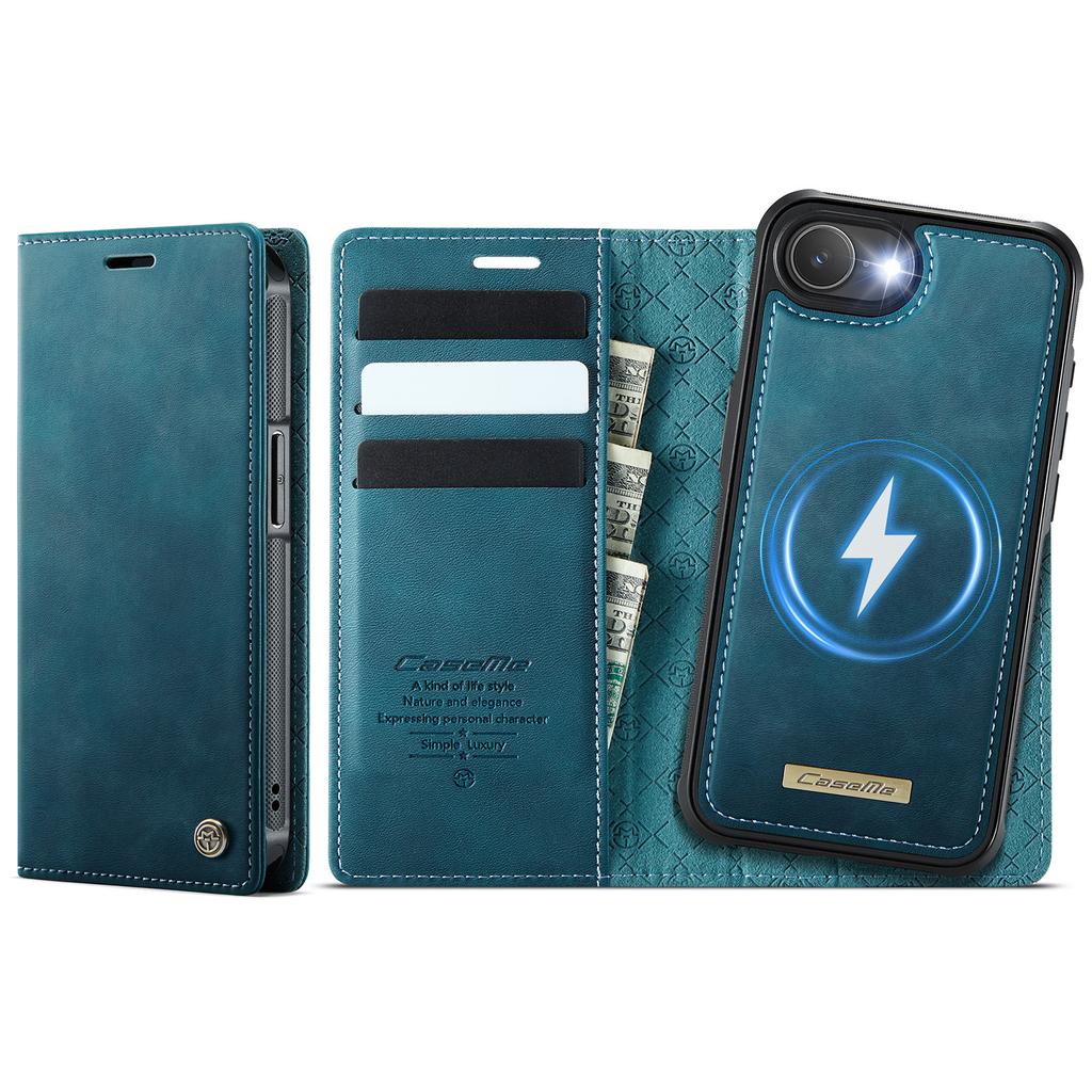 For iPhone 16e Case CASEME C49 Compatible with MagSafe RFID Blocking Detachable Wallet Leather Phone Cover