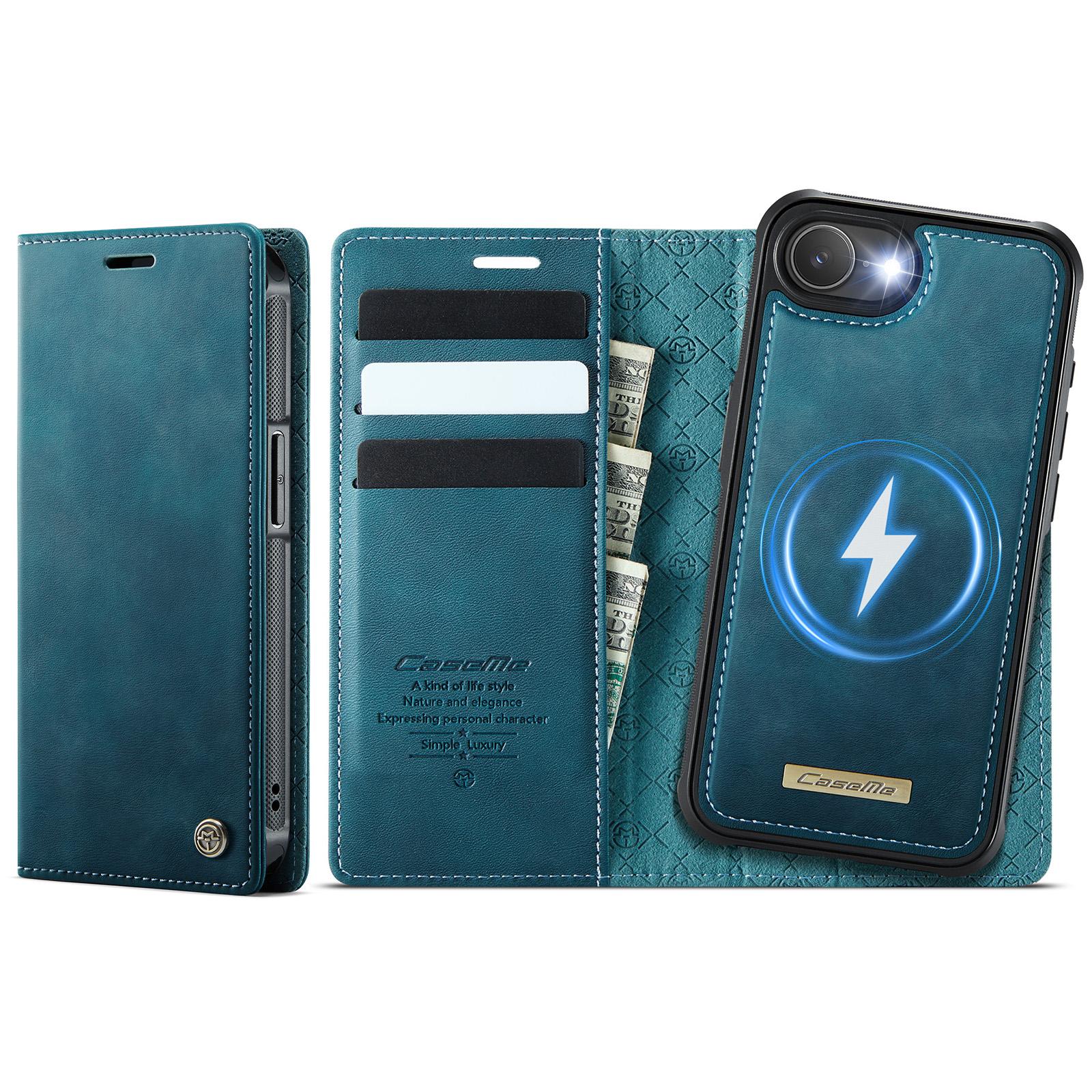 

For iPhone 16e Case CASEME C49 Compatible with MagSafe RFID Blocking Detachable Wallet Leather Phone Cover D