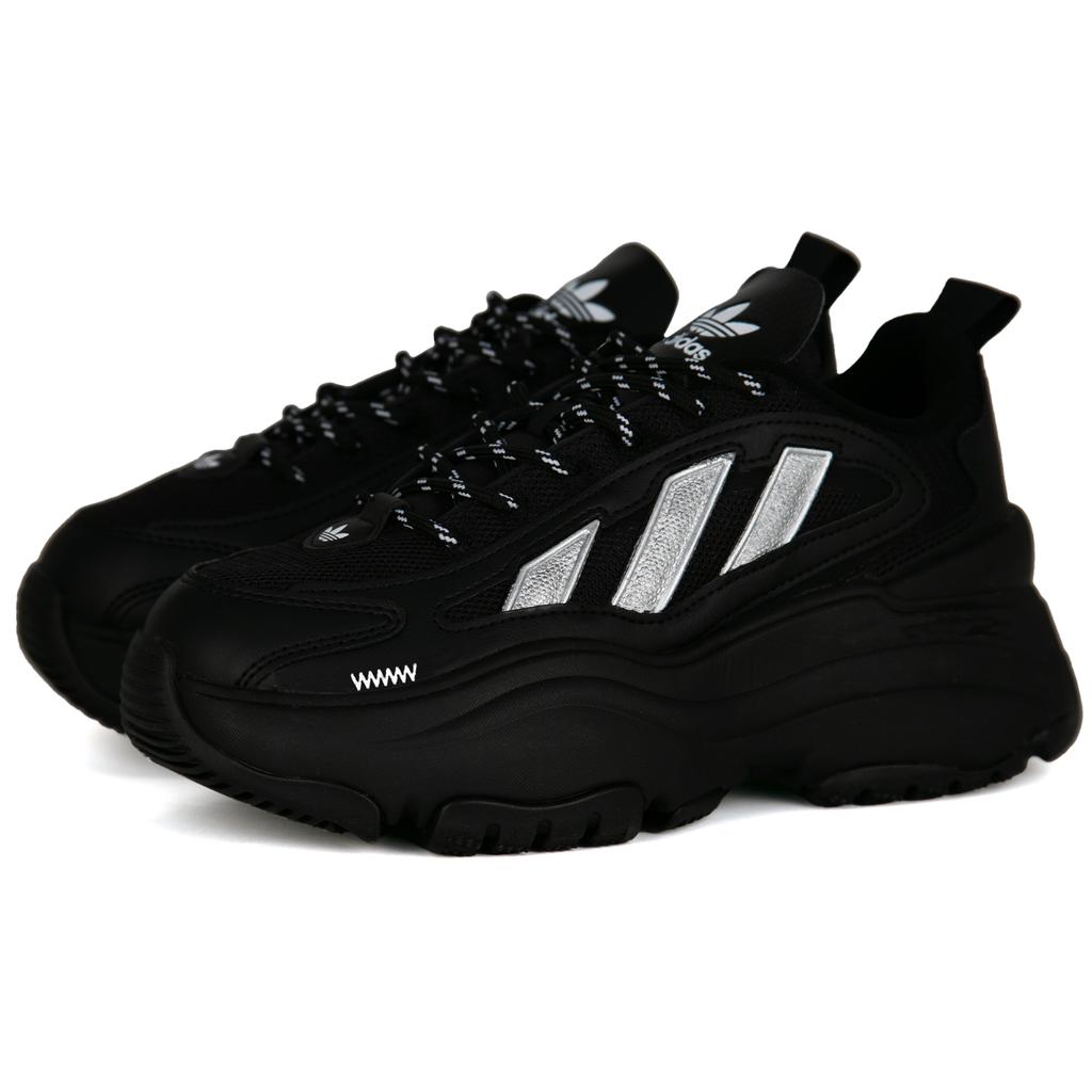 Adidas Originals OZGAIA Little Lucky Abrasion Resistant Abrasion Resistant Low top Chunky Sneakers Women's Black Silver JQ4110(Team562-)