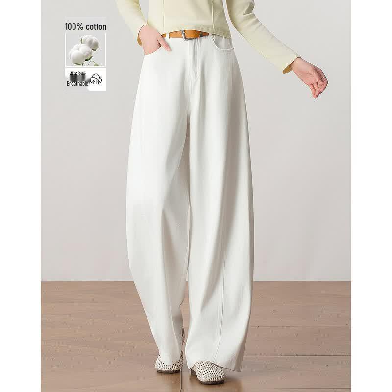 Demana Pure Cotton High-Waist Loose Casual Pants M