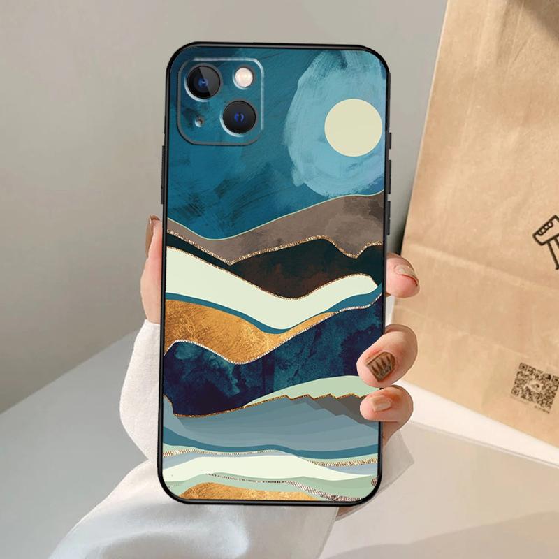 Gold Landscape painting Phone Case For iPhone 17 Air 16 15 14 11 12 13 Pro Max 12 13 mini 15 16 Plus 16e Cover Coque