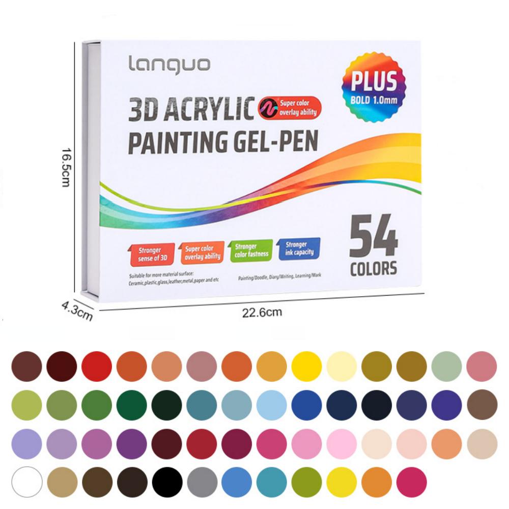 Large Capacity 36/54 Colors 3D Acrylic Painting Gel Pens Set Student Hand Account,Painting,Graffiti, Stacked Colors Art Supplies