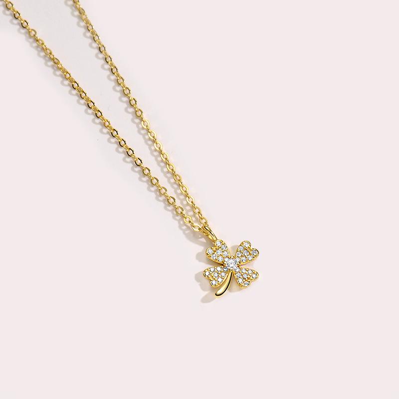 

Ожерелье из травы Lucky Four Leaf, женская ключичная цепочка, женский холодный и элегантный стиль, корейская версия, простой и маленький стиль
