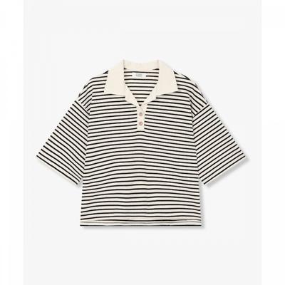 STripe Collar Neck ShorT Sleeve T shirT 9176222999