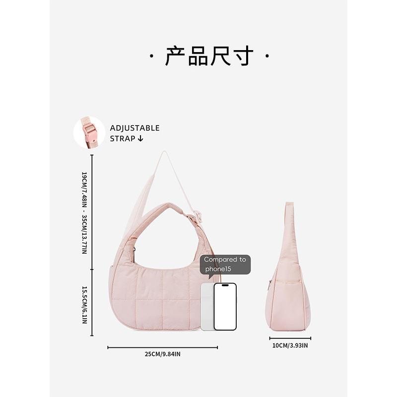 New quilted down shoulder bag fashionable women's small armpit bag large capacity solid color lightweight handbag