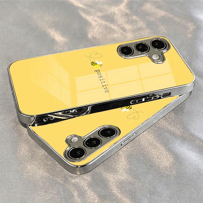 Gelbes Bienen-Design gehärtetes Glas Handyhülle geeignet für Samsung Galaxy S26 S25 S24 S22 S21 S20 FE/Ultra/Plus sturzsicher