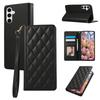 For Samsung Galaxy S25+/S24+ Case RFID Blocking Wallet Stand Rhombus Leather Phone Cover with Wrist Strap