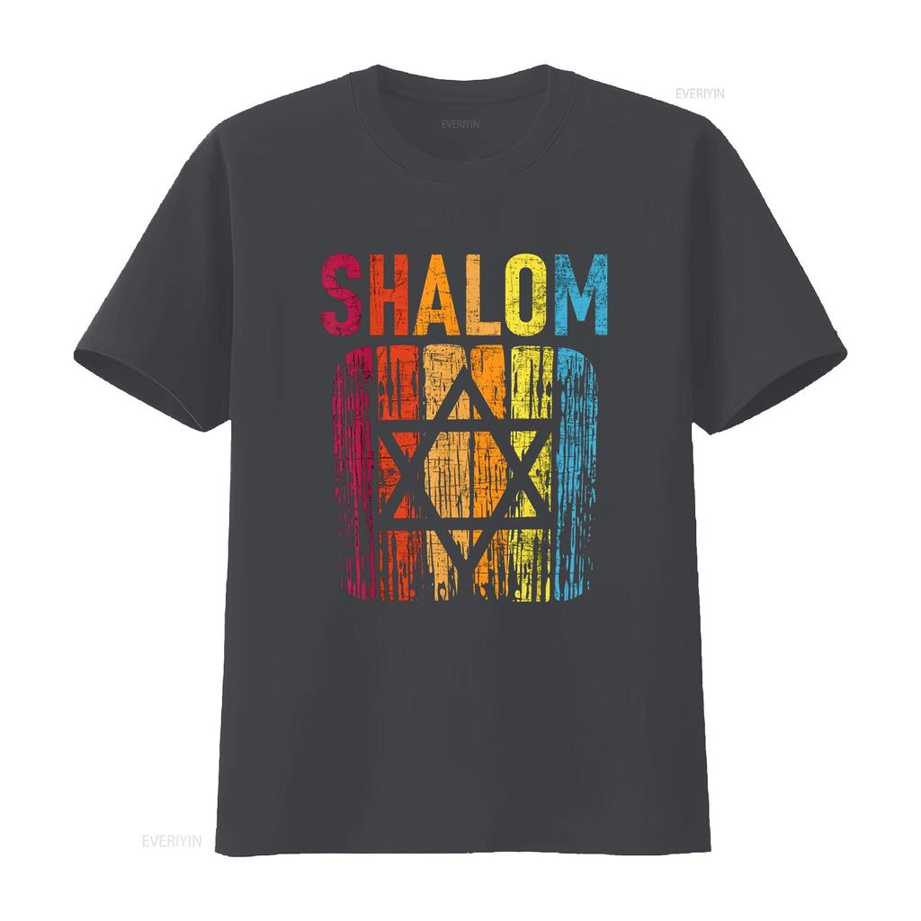 Shalom Retro Star Of David Jewish Peace Hebrew Israelites T Shirt vintage Washed Soft Casual designer clothes Slightly