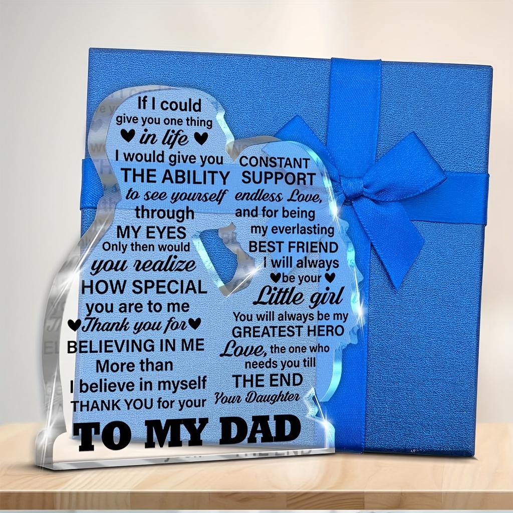 2D Flat Acrylic Father's Day Gift, Suitable for Dad Decoration, Indoor and Outdoor Decoration - No Need for Batteries/electricity, Free Day Decoration