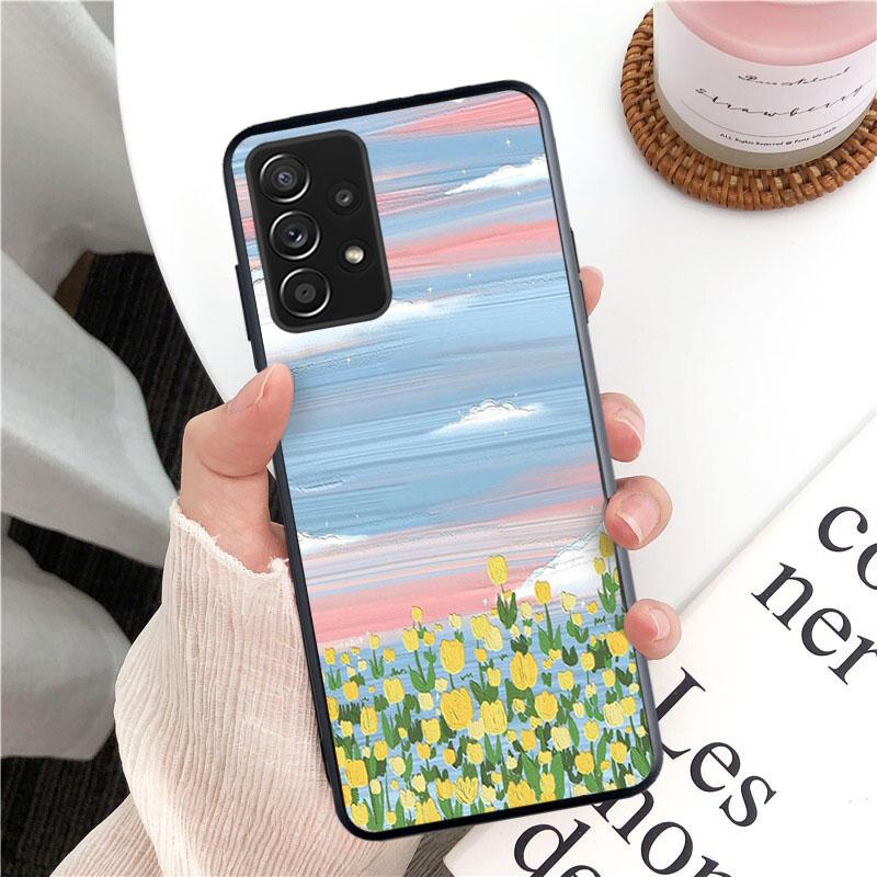 Coque de téléphone Peinture à l'huile Fleurs pour Samsung Galaxy A13 A22 A12 A32 A71 A11 A21S A33 A52 A72 A51 A50 A70 A31 M31 Funda Coque Case