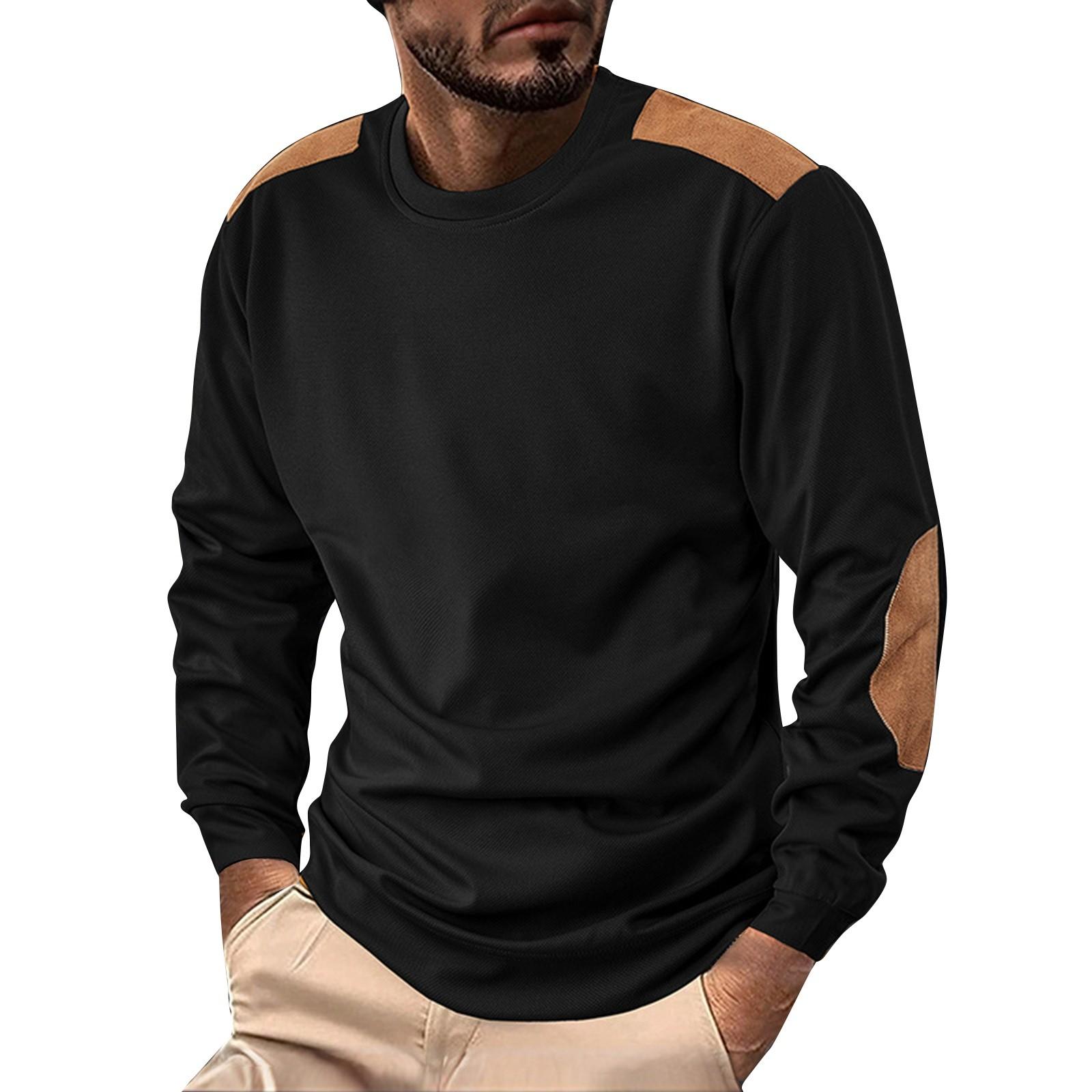 

Мужская однотонная толстовка с круглым вырезом, мужская спортивная повседневная толстовка большого размера M чёрный