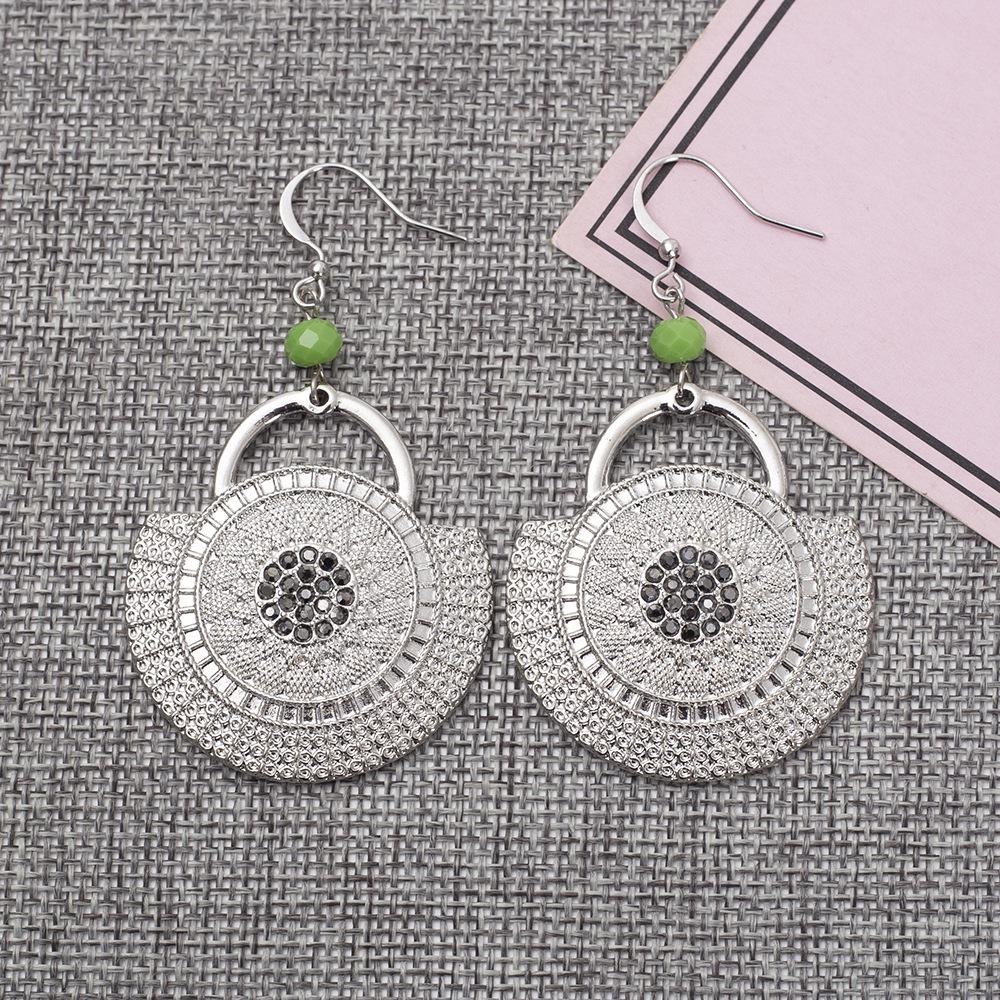 

Exquisite Plaid Handbag Earrings with Rhinestone Inlaid Round Alloy for Women