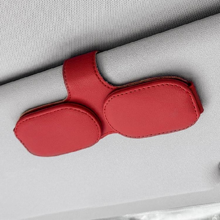 Multifunction Leather Sunglasses Card Holder Car Sun Visor Glasses Mount Hanger