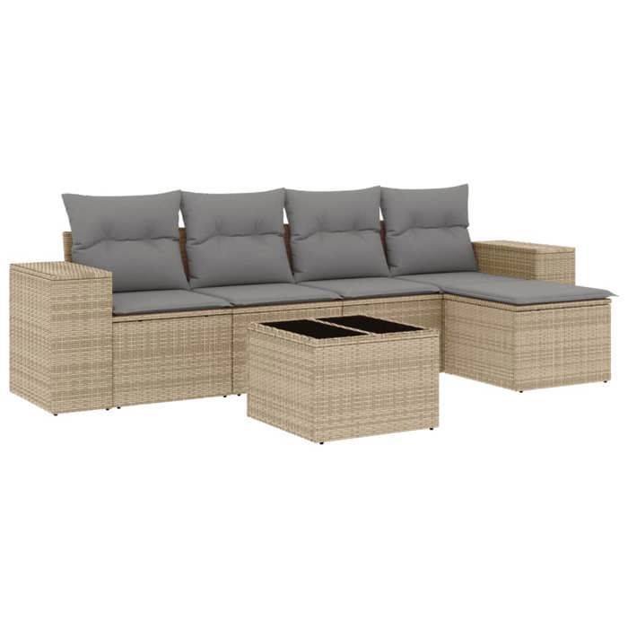 VidaXL Garden Lounge Set with Cushions 6 Pcs, Patio Sofas, Patio Furniture Set, Outdoor Furniture, Beige 3254836