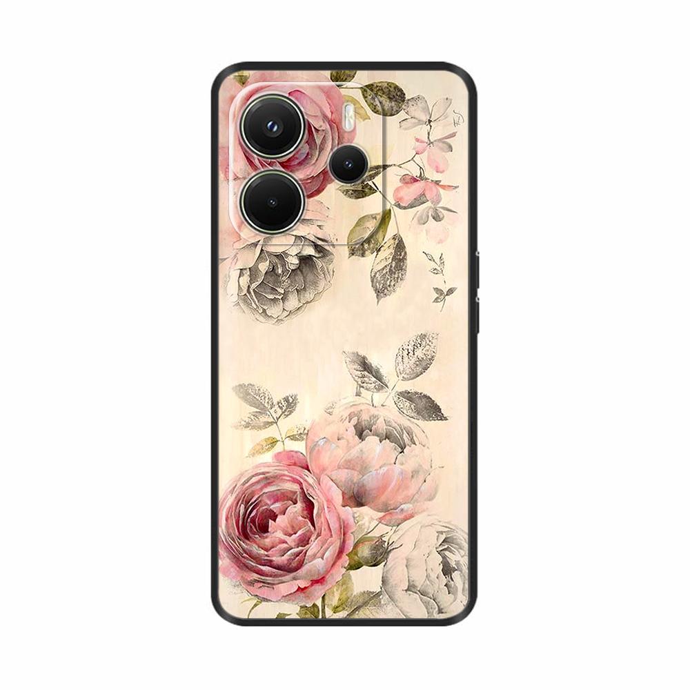 For Xiaomi Redmi Note 14 4G Case Luxury Painted Cover Black Silicone Phone Case For Redmi Note 14 Fundas note14 4G Soft Bumper
