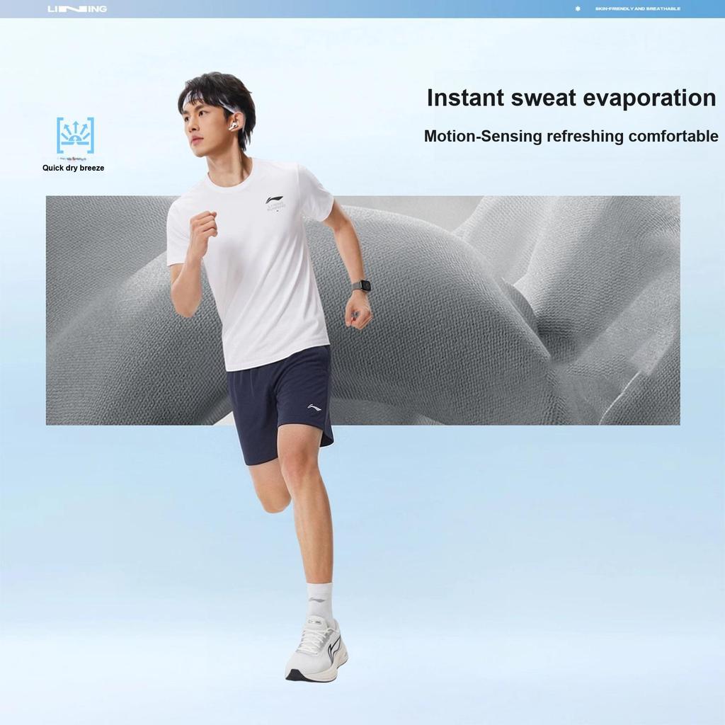 Li Ning Versatile Casual Soft Comfortable Sports Shorts Men shorts Navy-Blue AKSW677-2