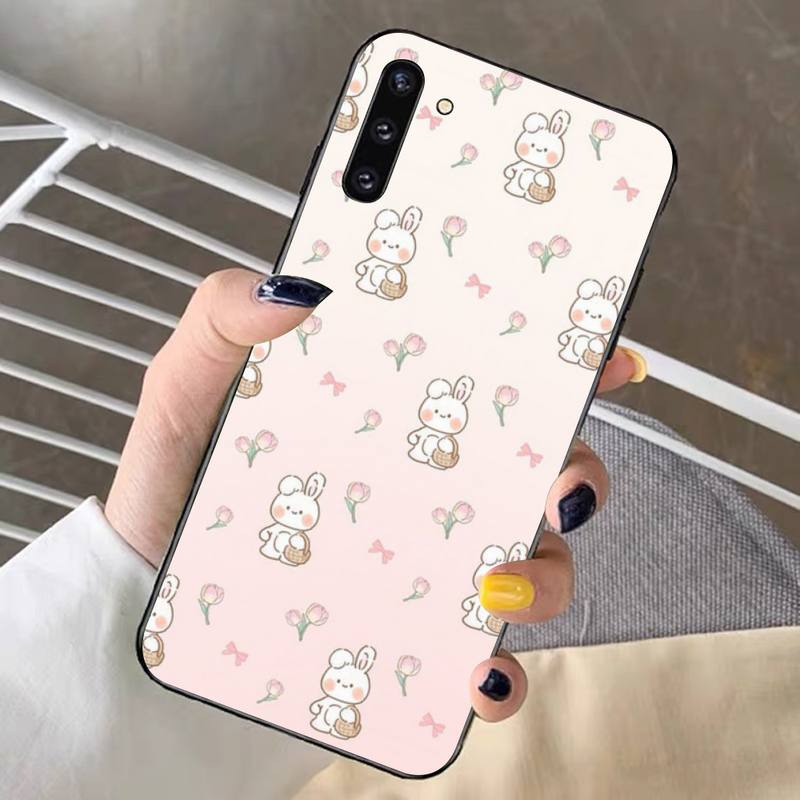 Cute Funny Rabbit Flower Phone Case for Samsung Note 5 7 8 9 10 20 Pro Plus Lite Ultra A21 12 72