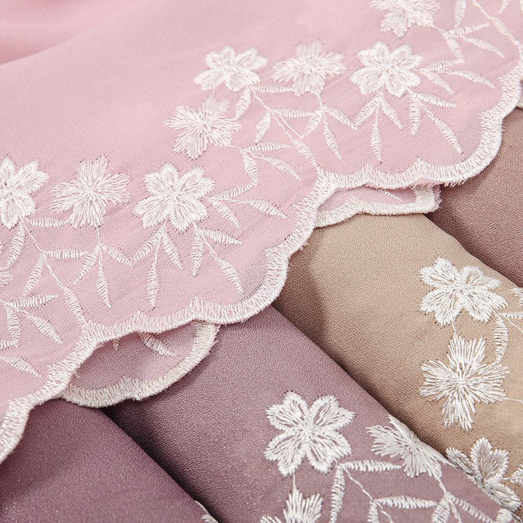 Flower Embroidery Chiffon Hijab Scarf For Woman Muslim Hijabs Shawl Fashion Long Wraps Islam Turban Female Headscarf Scarves