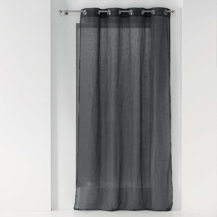 Voilage - Zazy - Anthracite - 140x240cm - Effet lin - Œillets en métal
