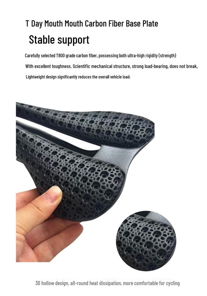 XBK Star 3D-Printed Carbon Fiber Road Bike Saddle - Thick, Comfortable & Breathable