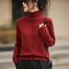Women's Gray Loose Knit High Neck Long Sleeve Cardigan for Autumn/Winter 2025