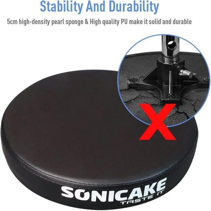 Tabouret de batterie - sonicake - pliable - réglable en hauteur - antidérapant - métal noir