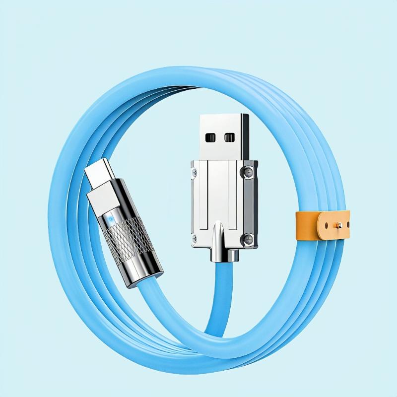 Білий USB A до Type C Кабель для зарядки 120W Надшвидка зарядка Стійкий до розривів Для телефонів Планшетів Ноутбуків Використання
