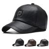 Outdoor Winter Cap For Seniors With Windproof Pu Leather Earmuff Baseball Hat With Adjustable Fit