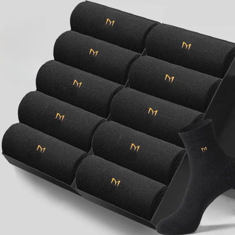 Men's Cotton Socks: Deodorant, Sweat-Absorbent, Lightweight, Year-Round Business & Sports Style, Versatile Mid-Tube Design