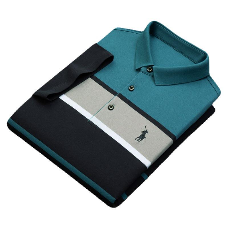 2023 Men's Striped Cotton Polo Shirt with Pony Embroidery
