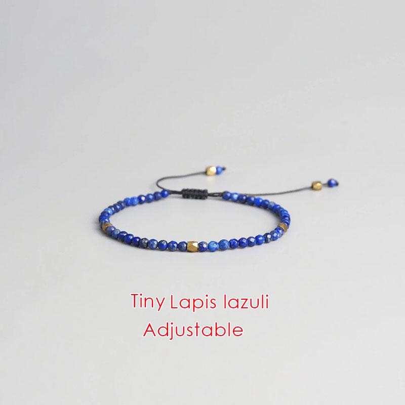 Dainty Tiny Blue Natural Stone Moonstone Beads Bracelet for Women Healing 7 Chakra Delicate Small Stacking Bracelet