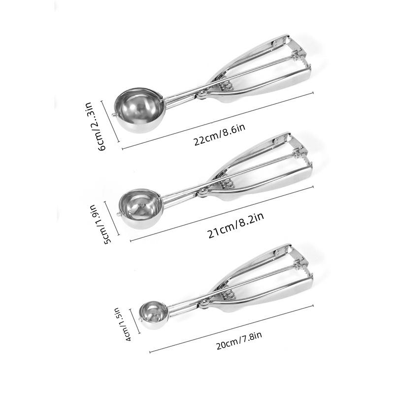 Stainless Steel Ice Cream Scoop Spring Handle Mash Potato Watermelon Ball Scoop Ice Cream Mold Home Kitchen Accessories Gadgets