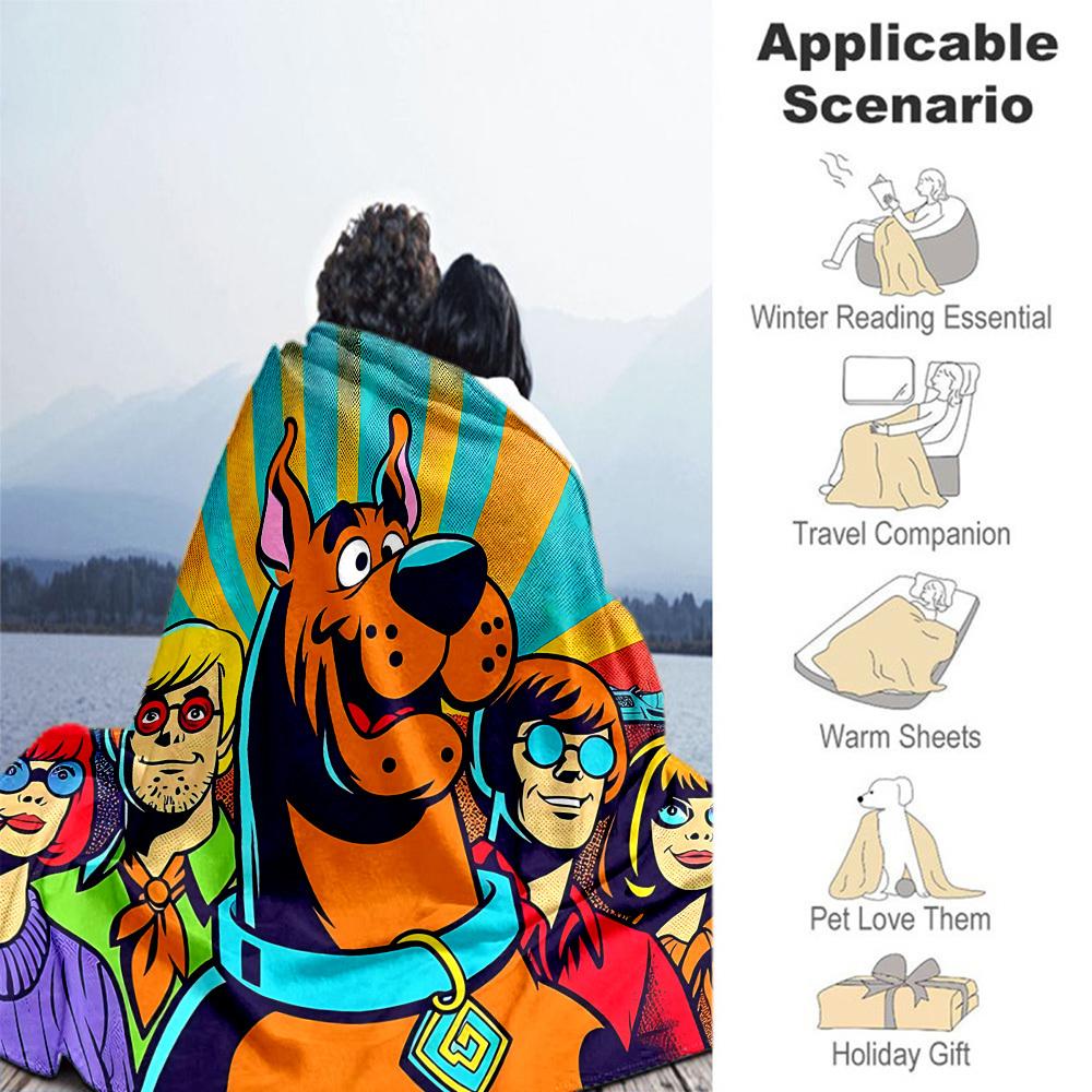 1pz Coperta da Esterno Scooby-Doo Leggera in Flanella, Morbida e Calda, Per Tutte le Stagioni, Esterno, Campeggio, Soggiorno, Ufficio, L1106050