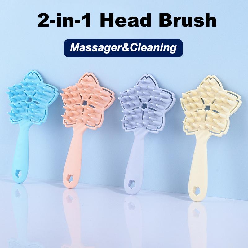 Silicone Shampoo Scalp Hair Massager Shampoo Massage Comb Soft Bath Brush Star Shaped Hallow Shower Brush Comb Care Tool Gift