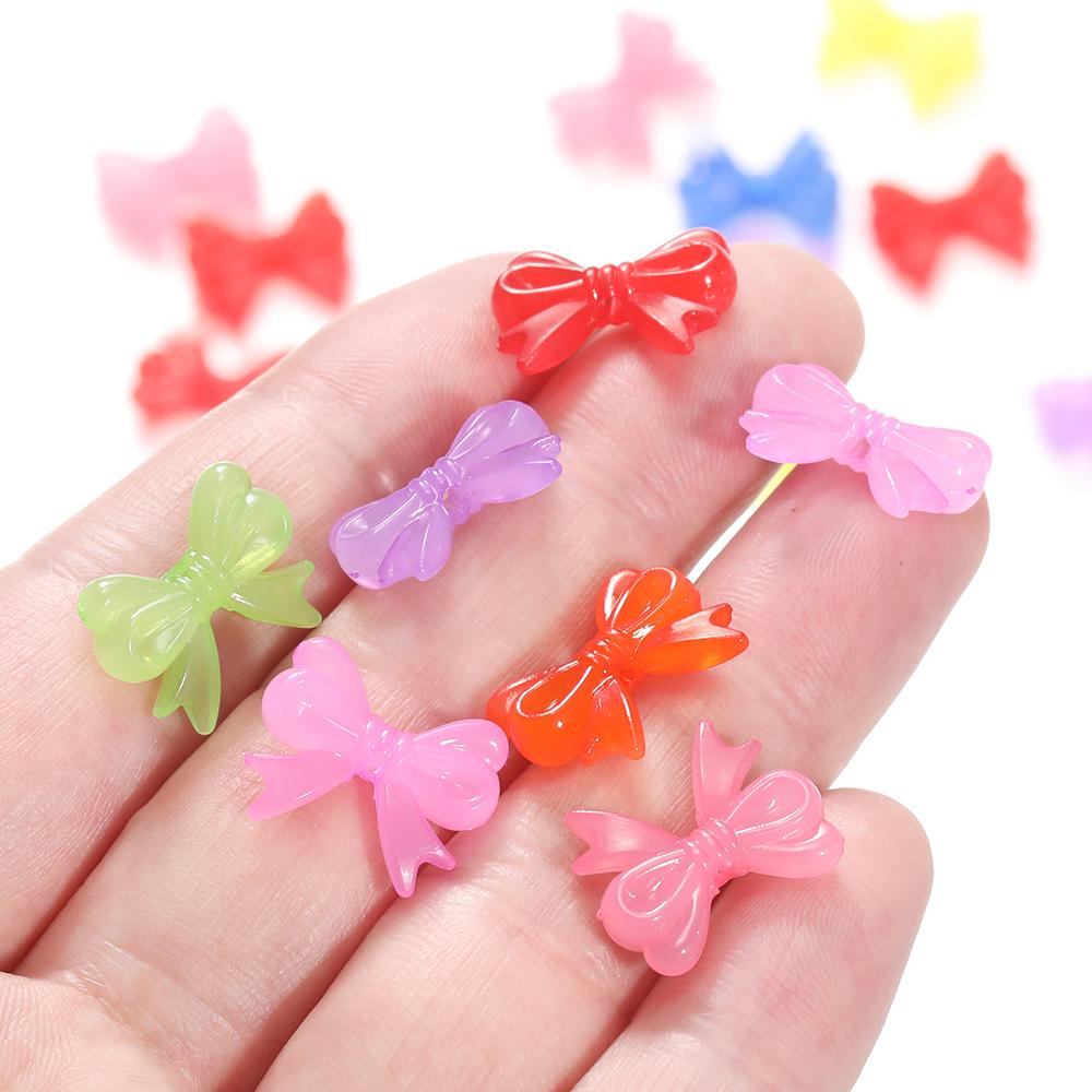 30Pcs/Lot 14x18mm Bowknot Transparent Bow Spacer Beads Earrings Making Charm Pendants for Necklace Jewelry Making Accessories