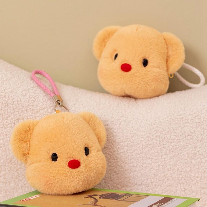 Plush Butter Bear Toy Keychain Coin Purse Headphone Bag Decorations Pendant