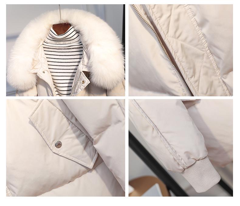 Women's Short Down Jacket with Large Fur Collar, 2024 Petite Slimming Style, Clearance Sale