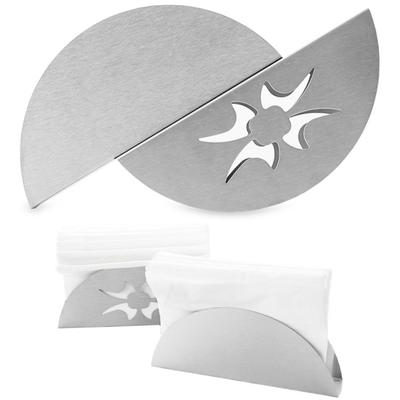 Yousheng Semi-circle Tissue Holder Hollow Pattern Heavy Duty Stainless Steel Dining Table Paper Towel Napkin Clip Dispenser Organizer Home Supplies