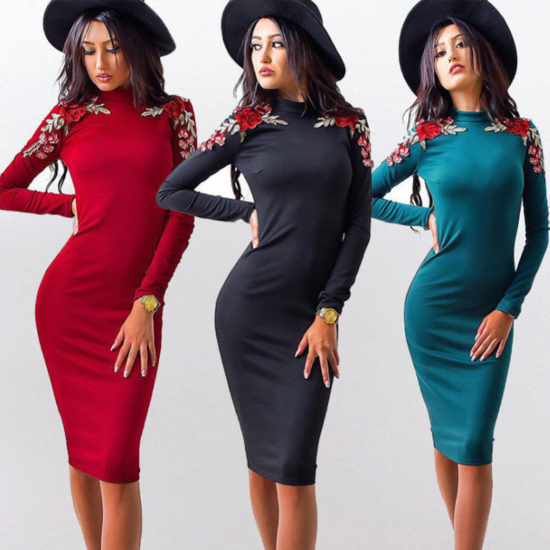 womens red bodycon dress