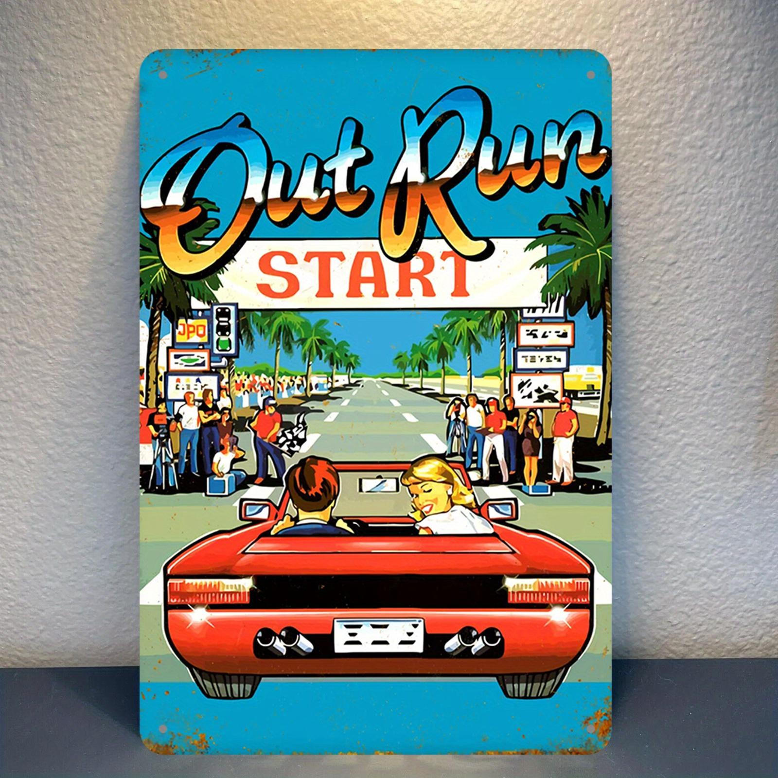 

Vintage Out Run Retro Arcade Game Metal Tin Sign Iron Painting D Flat Wall Art Plaque for Game Room Man Cave Decor 20x30cm（7.8x11.8inch）