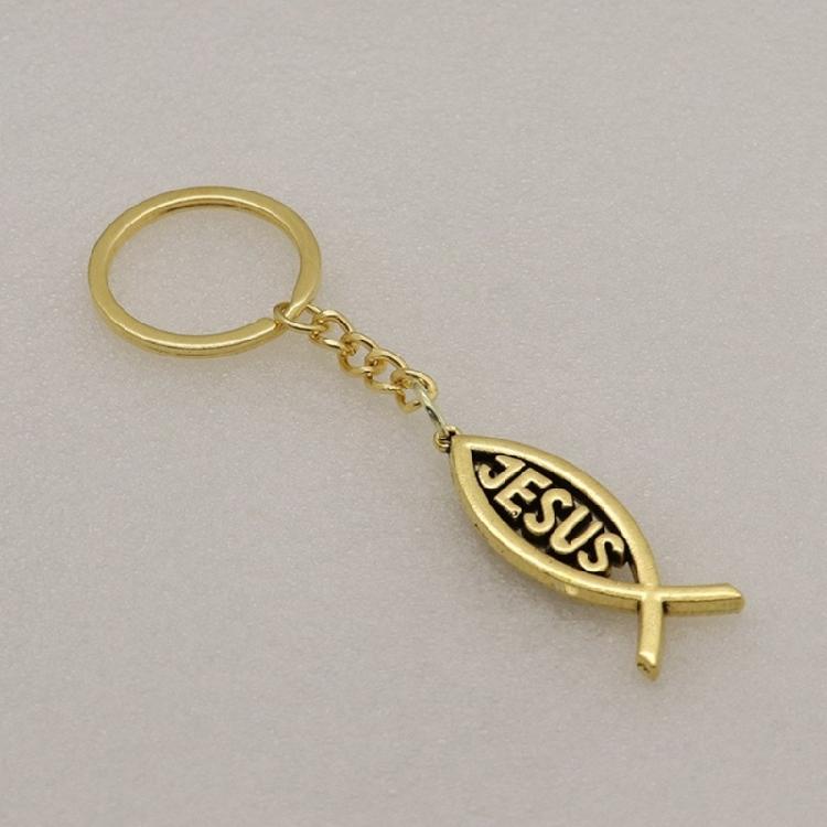 Fashionable Metal Letter/Fish/Crosses Pendant Key Rings Charm for Trendsetters