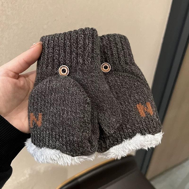 

Мужские зимние варежки без пальцев, откидные, студенческие, теплые, с плюшевой подкладкой, утолщенные, для письма без пальцев, с полуоткрытыми пальцами, для езды на велосипеде One Size