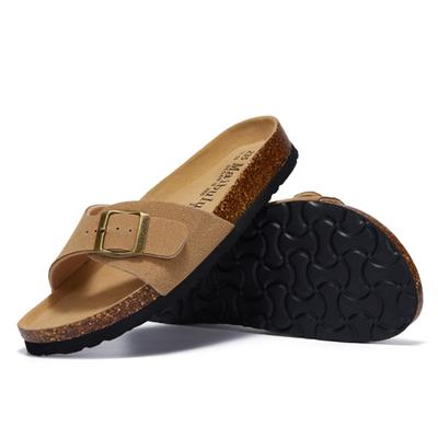 Fashion Causal Cork Slippers Woman Nubuck Belt Buckle Clogs Shoes Brand Valentine's Beach Slides Ladies Slip On Sandals Flats Babouches