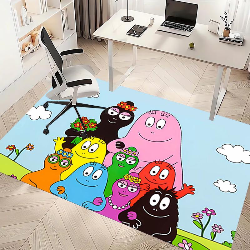 1pc Barbapapa Print Area Rug - Soft, Washable Non-Slip Indoor Mat, Living Room, Home Office Decorative Rug,Office Decorative